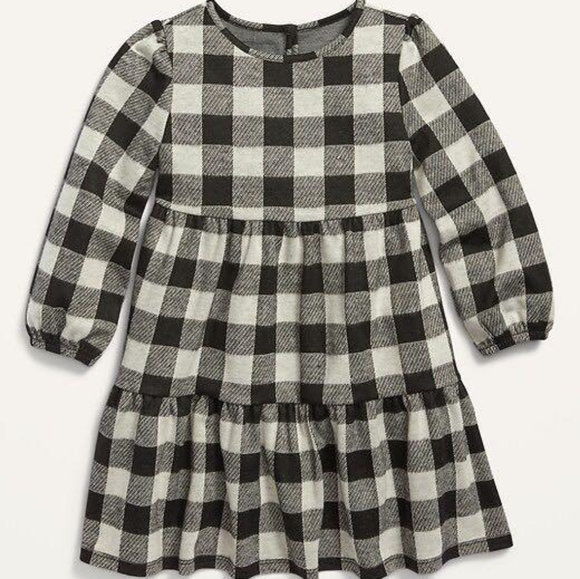 Old Navy Girl dress Gingham Black/White 5T Below the knee length Long sleeves - Picture 1 of 3